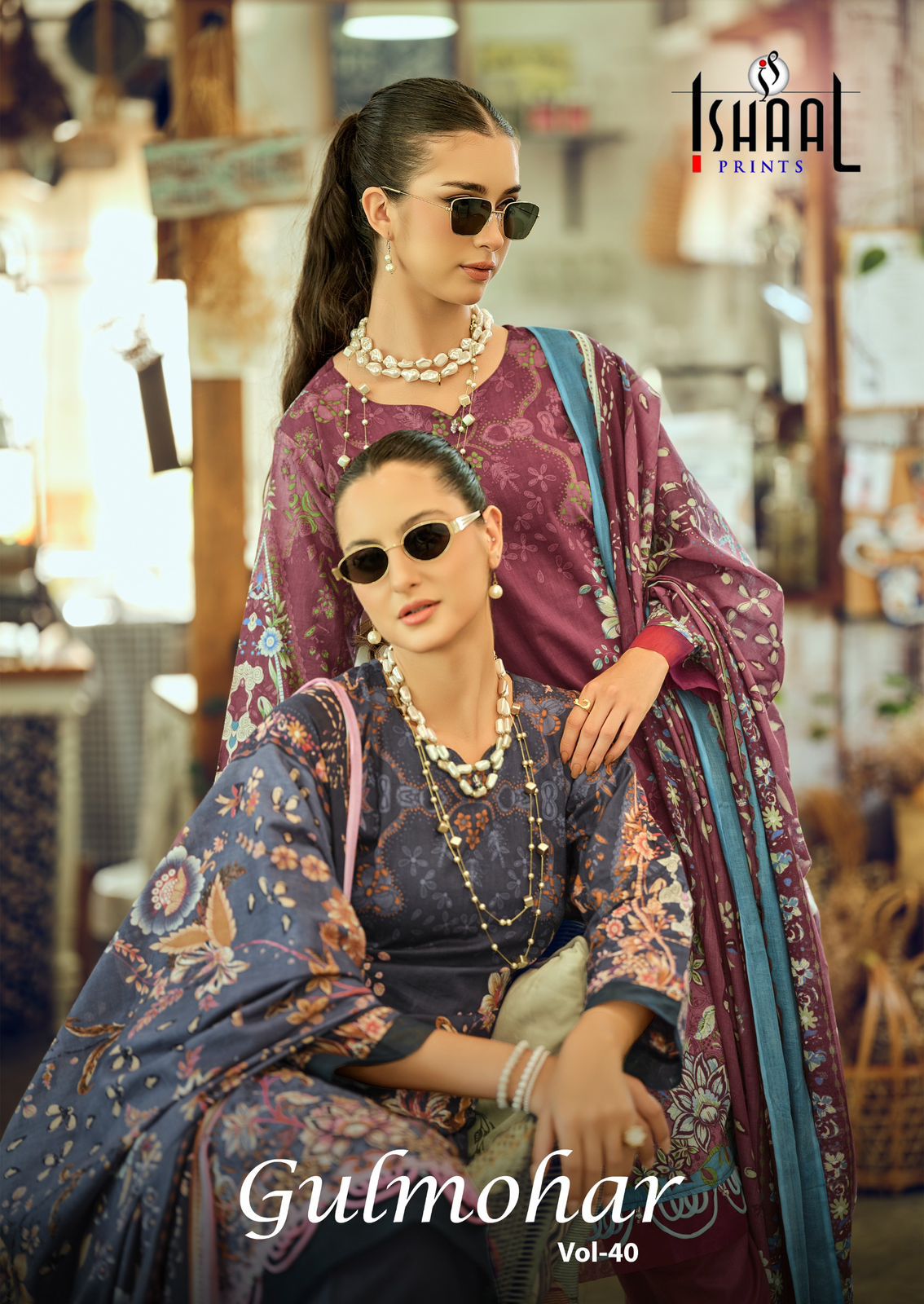 Gulmohar Vol 40 Ishaal Prints Pure Lawn Karachi Salwar Suits Wholesale Rate