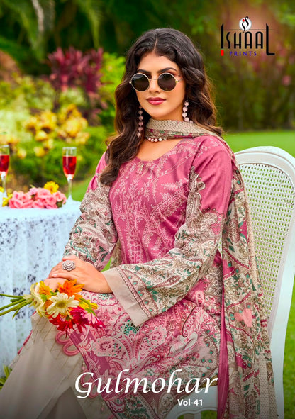 Gulmohar Vol 41 Ishaal Prints Lawn Karachi Salwar Suits Wholesale Rate