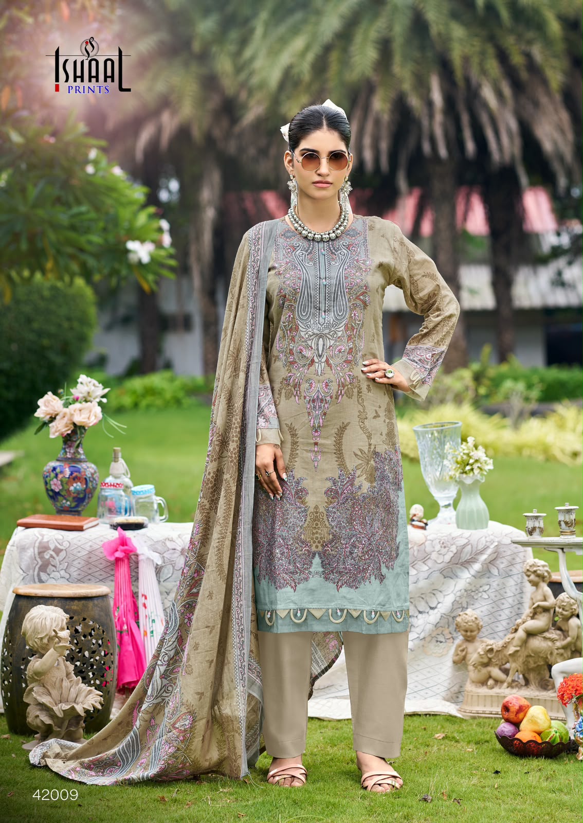 Gulmohar Vol 42 Ishaal Prints Lawn Karachi Salwar Suits Manufacturer Gujarat