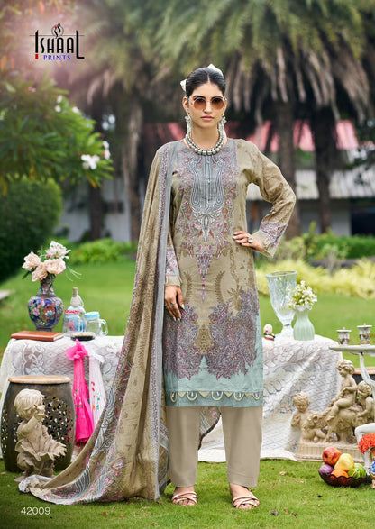 Gulmohar Vol 42 Ishaal Prints Lawn Karachi Salwar Suits Manufacturer Gujarat