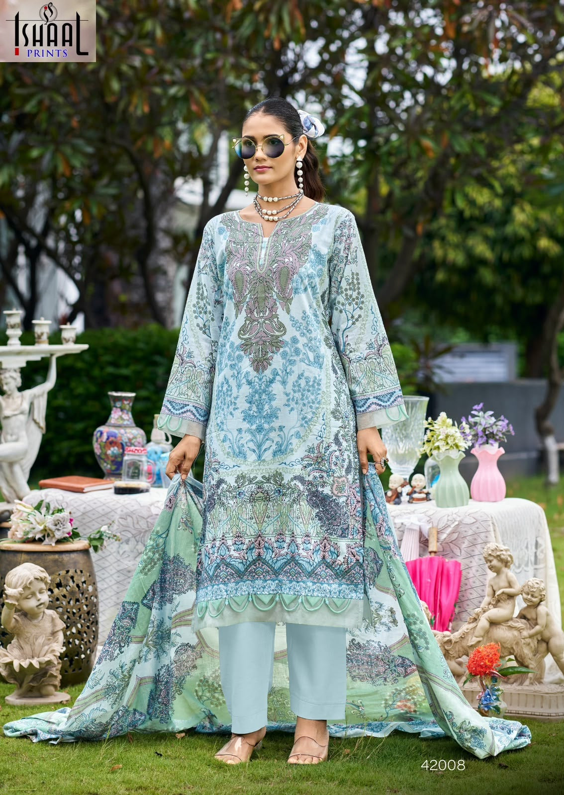 Gulmohar Vol 42 Ishaal Prints Lawn Karachi Salwar Suits Manufacturer Gujarat