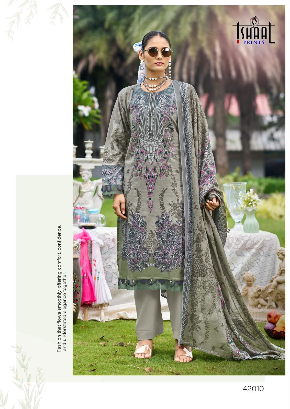 Gulmohar Vol 42 Ishaal Prints Lawn Karachi Salwar Suits Manufacturer Gujarat