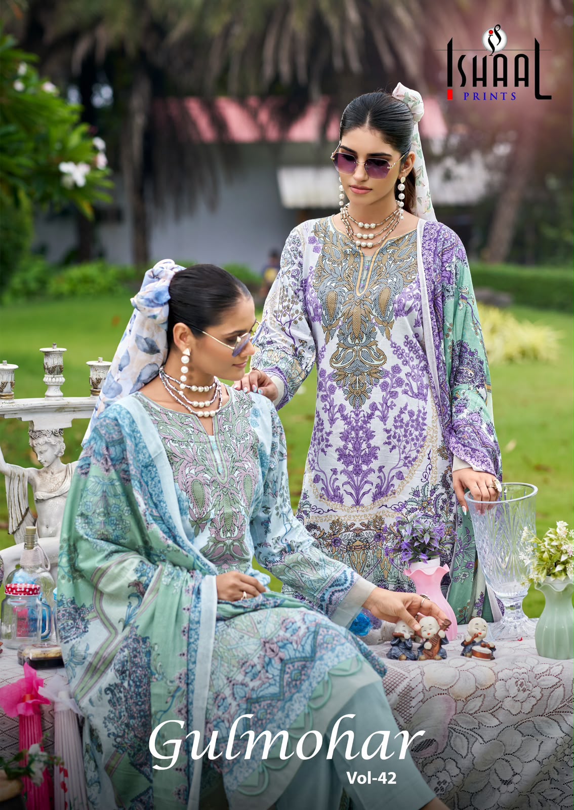 Gulmohar Vol 42 Ishaal Prints Lawn Karachi Salwar Suits Manufacturer Gujarat