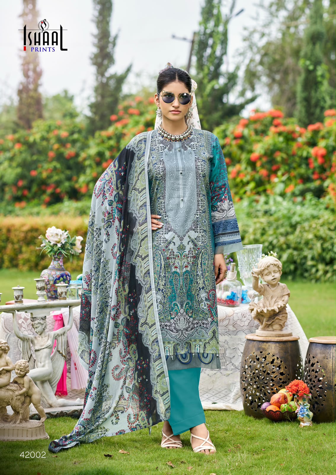 Gulmohar Vol 42 Ishaal Prints Lawn Karachi Salwar Suits Manufacturer Gujarat
