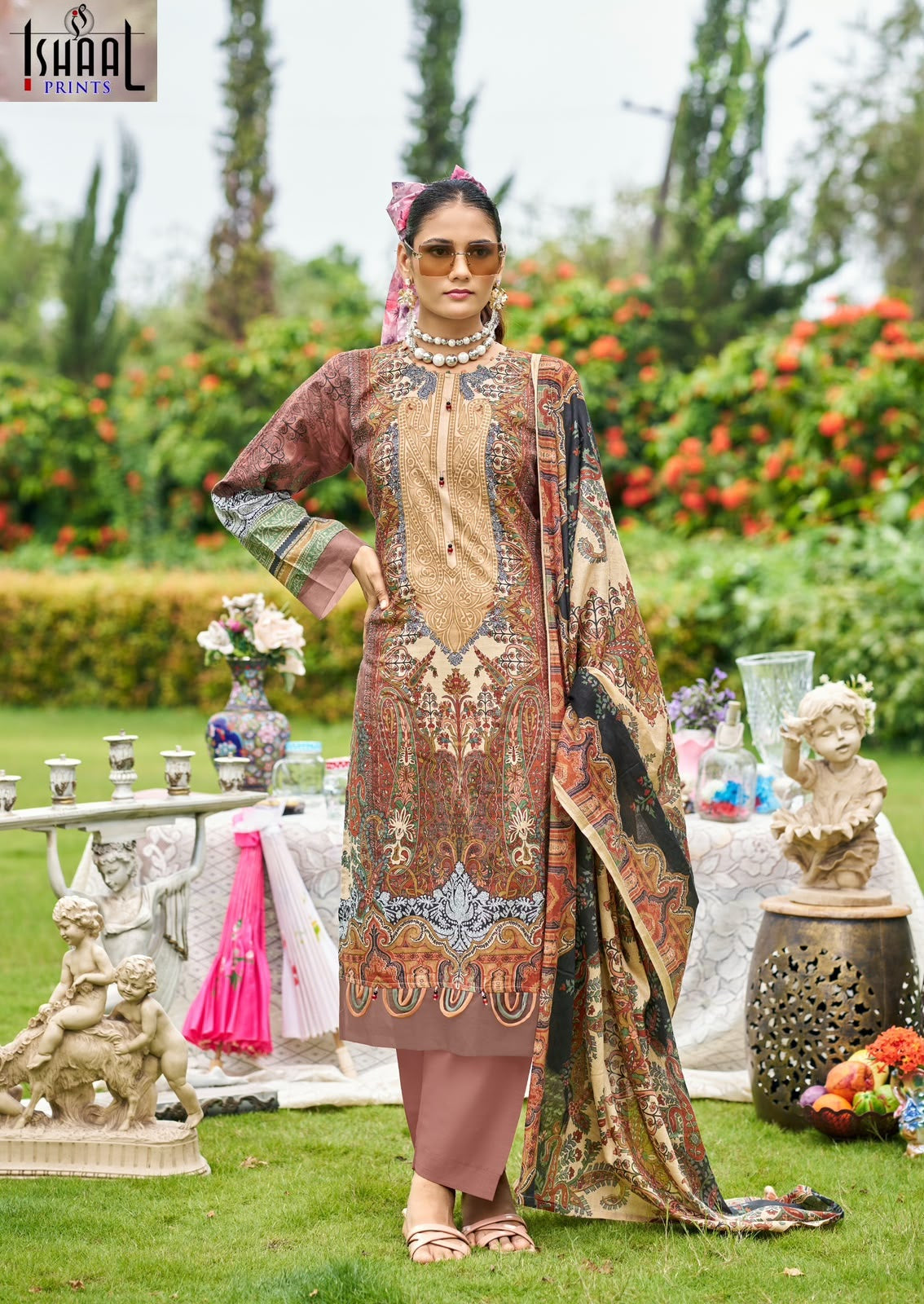 Gulmohar Vol 42 Ishaal Prints Lawn Karachi Salwar Suits Manufacturer Gujarat