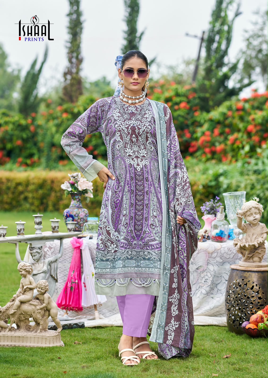 Gulmohar Vol 42 Ishaal Prints Lawn Karachi Salwar Suits Manufacturer Gujarat