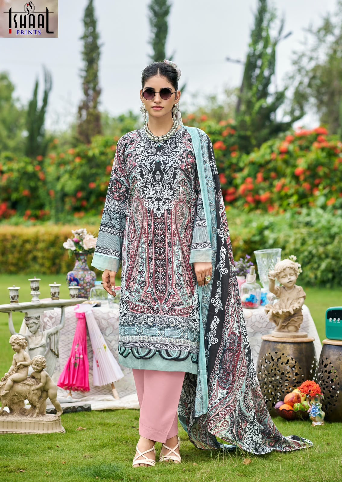 Gulmohar Vol 42 Ishaal Prints Lawn Karachi Salwar Suits Manufacturer Gujarat