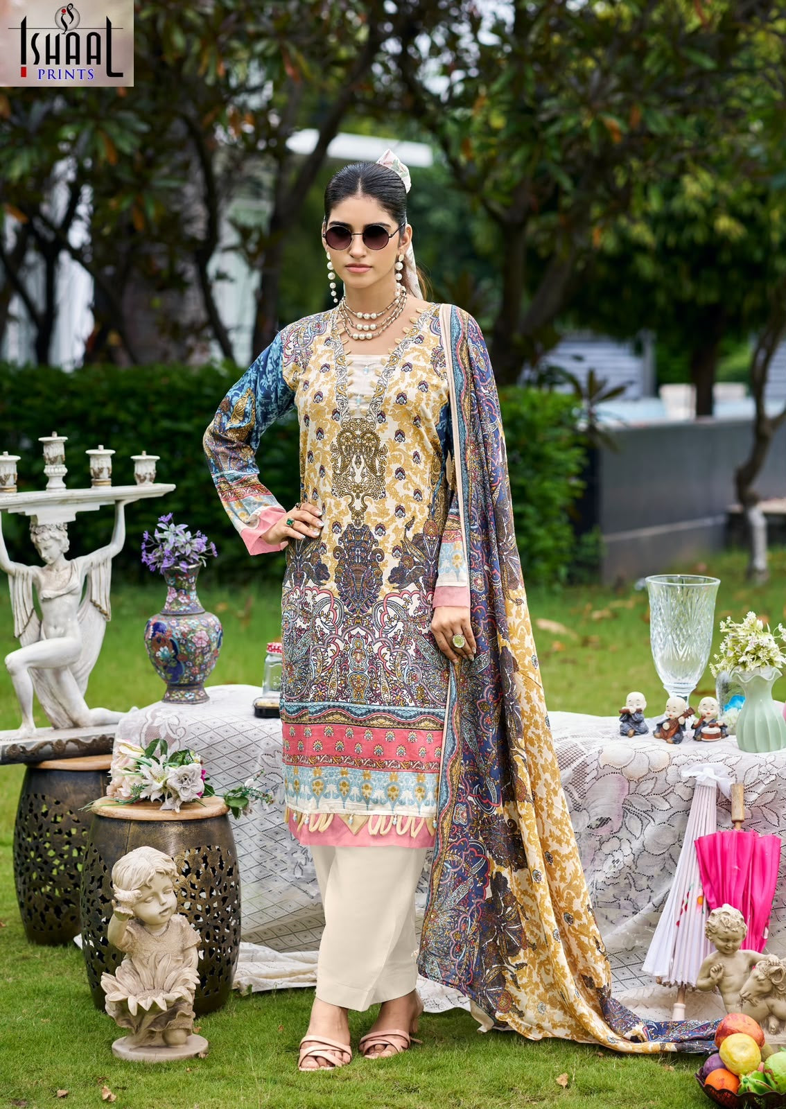Gulmohar Vol 42 Ishaal Prints Lawn Karachi Salwar Suits Manufacturer Gujarat