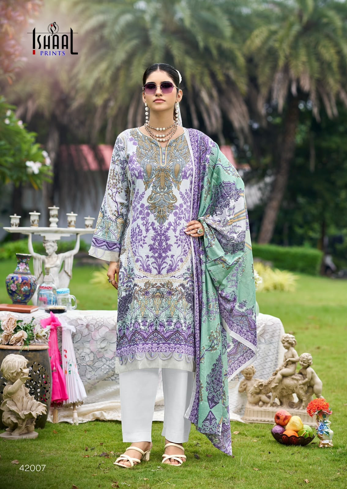 Gulmohar Vol 42 Ishaal Prints Lawn Karachi Salwar Suits Manufacturer Gujarat