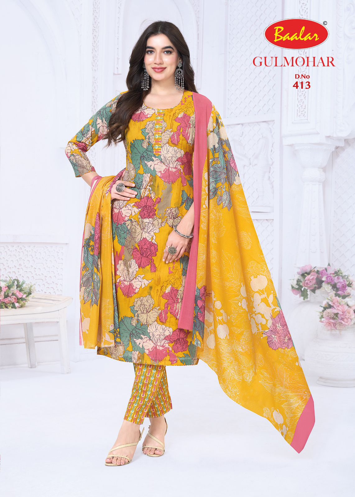 Gulmohar Vol 4 Baalar Lawn Cotton Pant Style Suits Wholesaler Gujarat