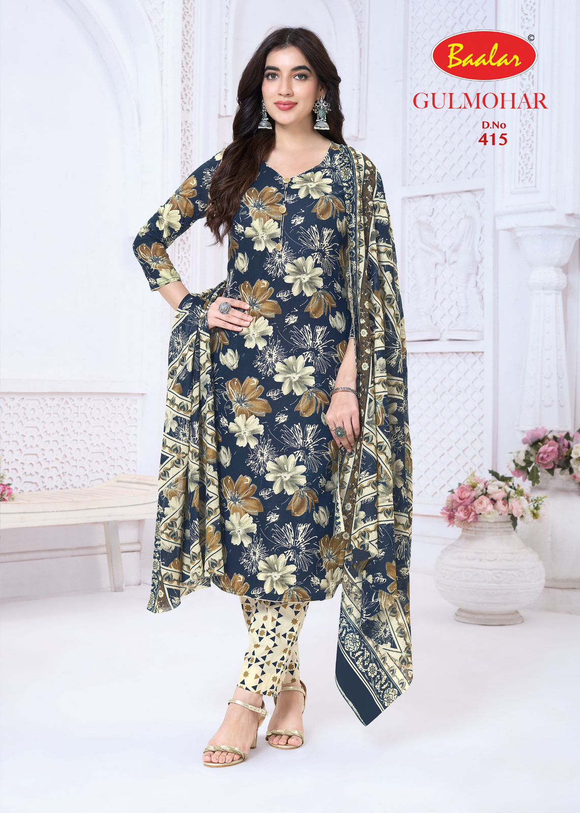 Gulmohar Vol 4 Baalar Lawn Cotton Pant Style Suits Wholesaler Gujarat