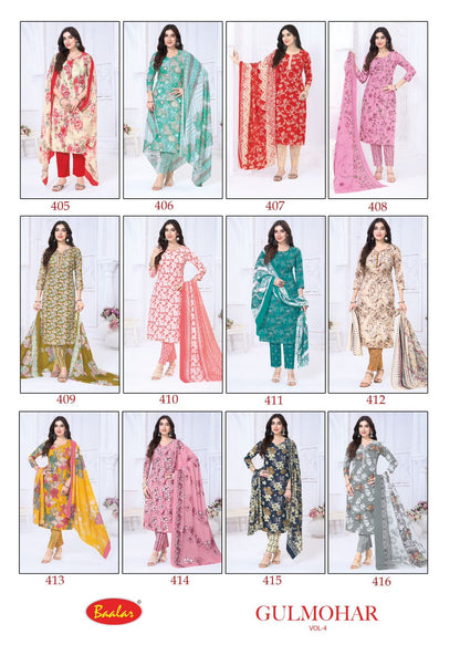 Gulmohar Vol 4 Baalar Lawn Cotton Pant Style Suits Wholesaler Gujarat