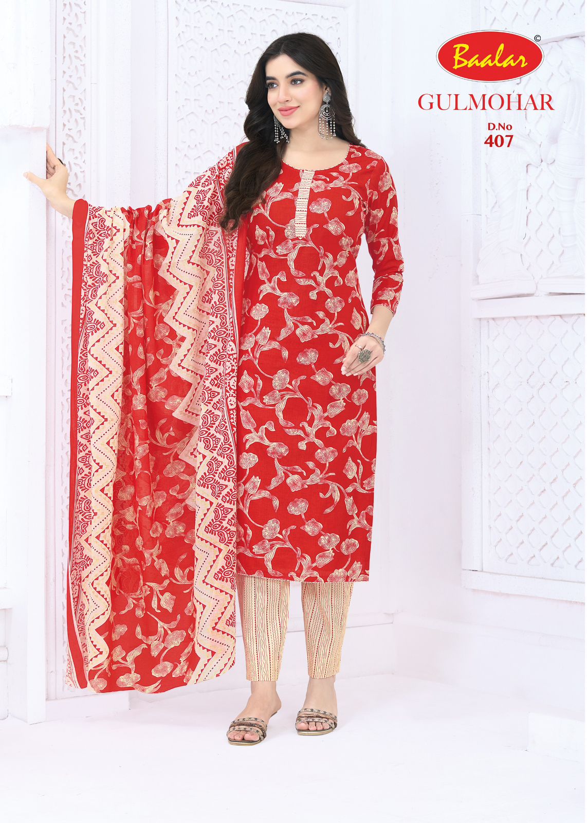 Gulmohar Vol 4 Baalar Lawn Cotton Pant Style Suits Wholesaler Gujarat