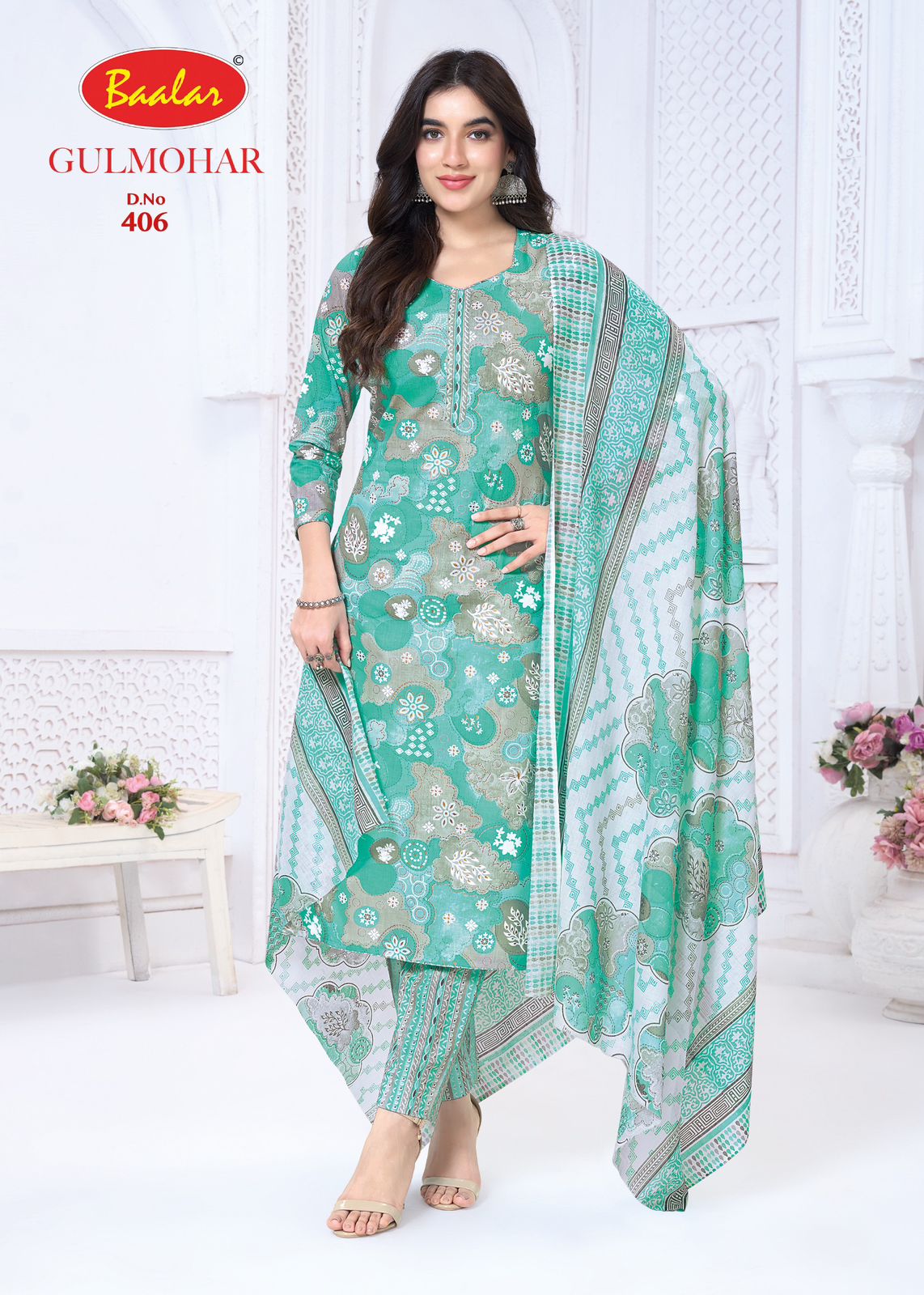 Gulmohar Vol 4 Baalar Lawn Cotton Pant Style Suits Wholesaler Gujarat