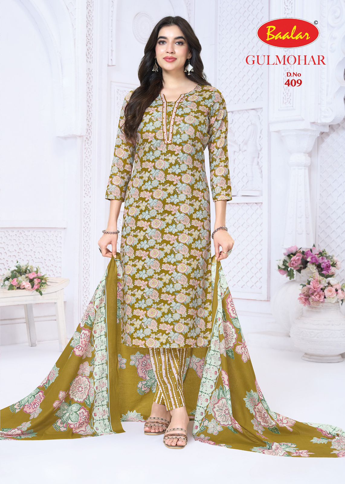 Gulmohar Vol 4 Baalar Lawn Cotton Pant Style Suits Wholesaler Gujarat