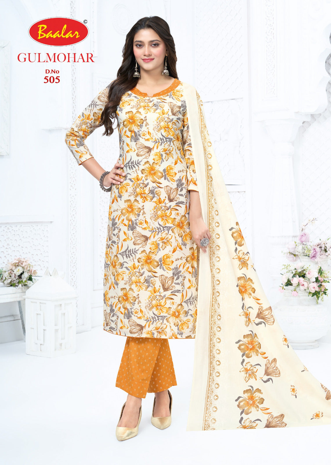 Gulmohar Vol 5 Baalar Lawn Cotton Karachi Salwar Suits Supplier India