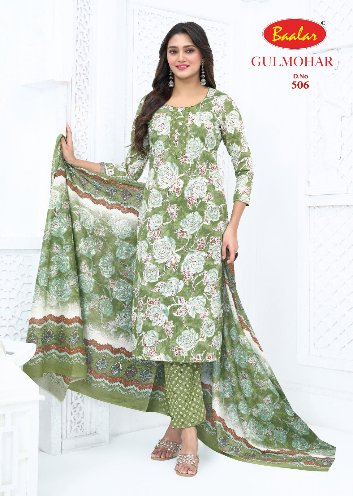 Gulmohar Vol 5 Baalar Lawn Cotton Karachi Salwar Suits Supplier India