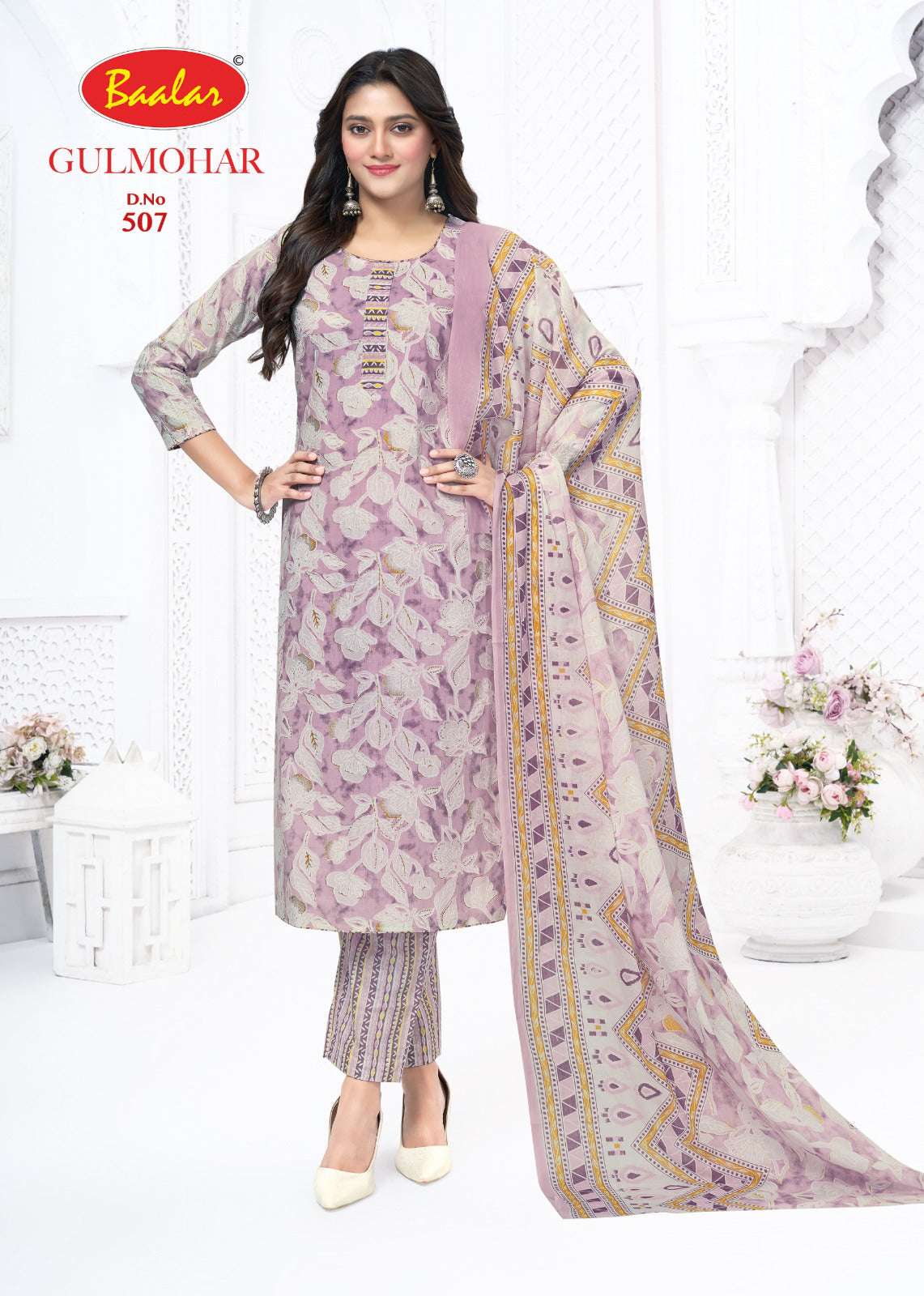 Gulmohar Vol 5 Baalar Lawn Cotton Karachi Salwar Suits Supplier India
