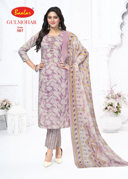 Gulmohar Vol 5 Baalar Lawn Cotton Karachi Salwar Suits Supplier India