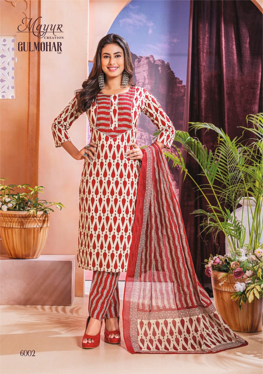 Gulmohar Vol 6 Mayur Creation Cotton Readymade Pant Style Suits Wholesale Price