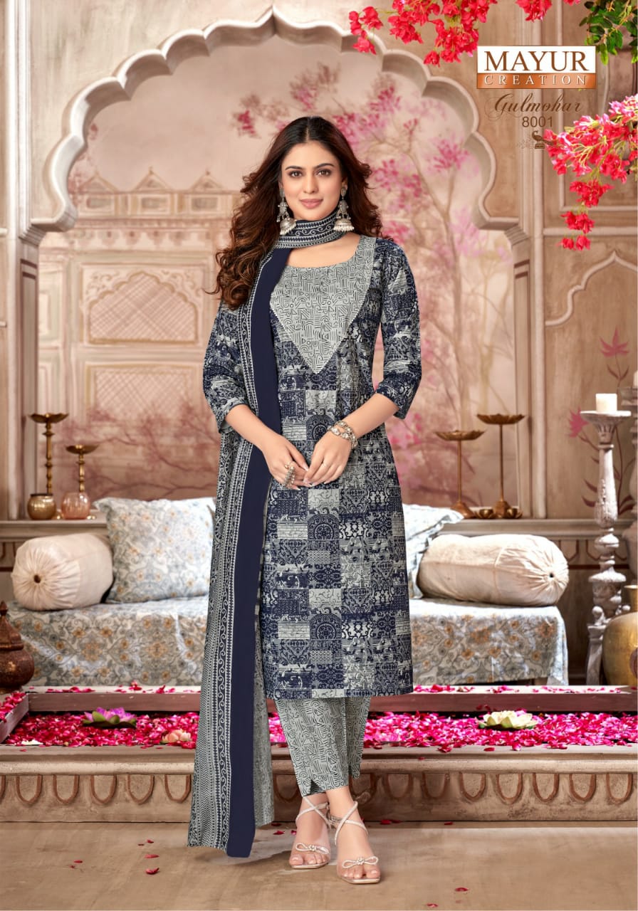 Gulmohar Vol 8 Mayur Creation Pure Cotton Cotton Dress Material Exporter