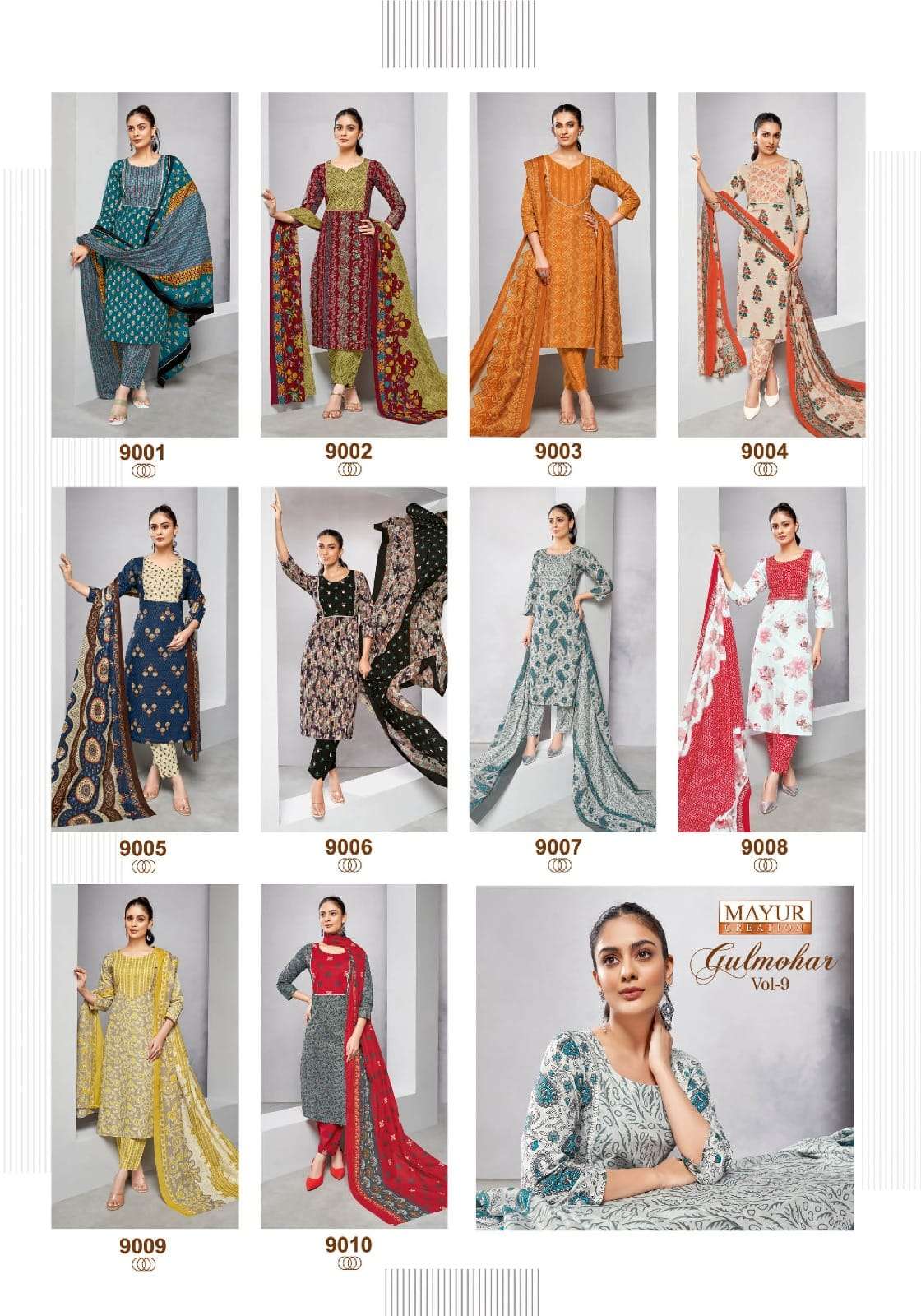 Gulmohar Vol 9 Mayur Creation Cotton Dress Material Manufacturer Ahmedabad