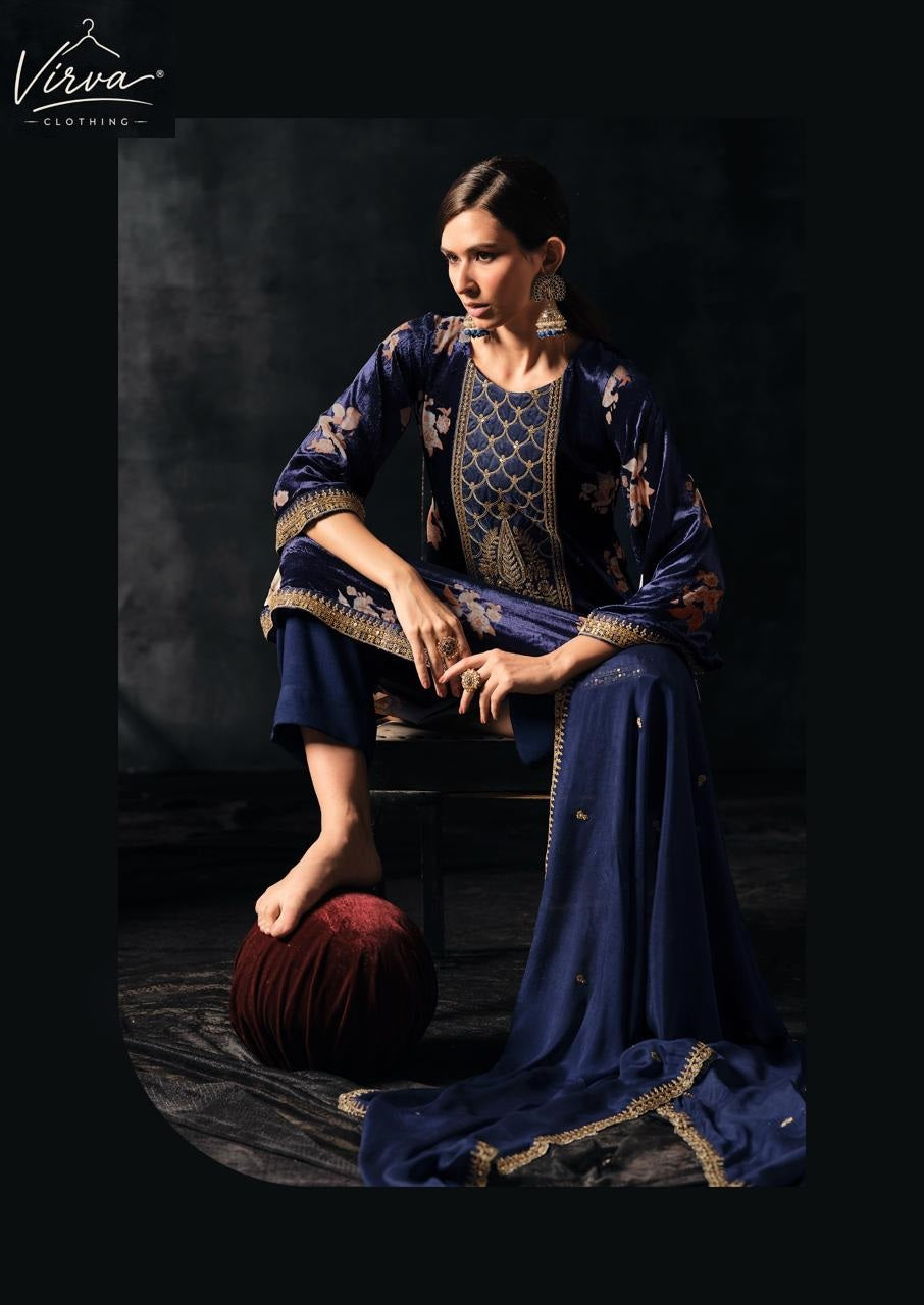 Gulnaar Virva Viscose Velvet Suits Exporter India