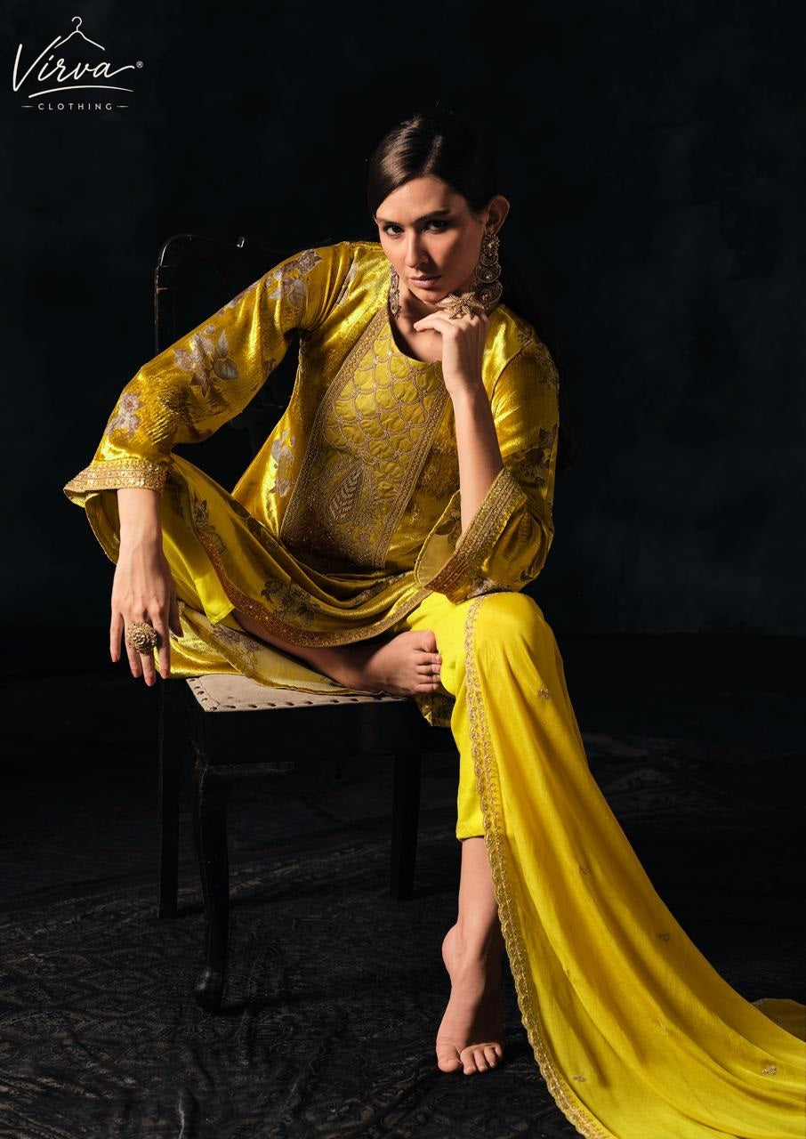 Gulnaar Virva Viscose Velvet Suits Exporter India