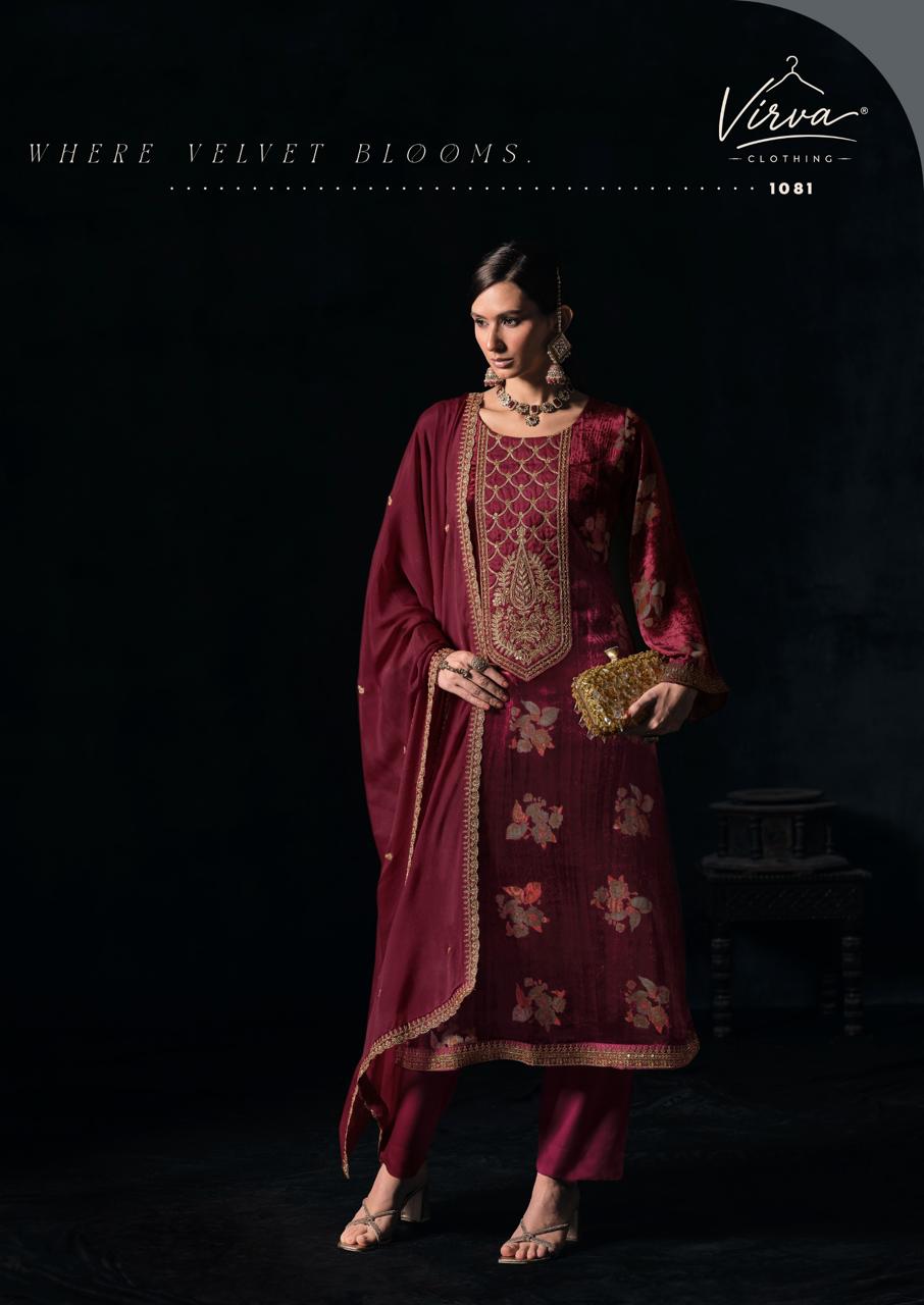 Gulnaar Virva Viscose Velvet Suits Exporter India