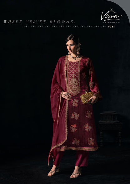 Gulnaar Virva Viscose Velvet Suits Exporter India