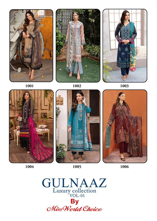 Gulnaaz Luxury Collection Vol 1 Miss World Choice Mix Cotton Karachi Salwar Suits Exporter Gujarat