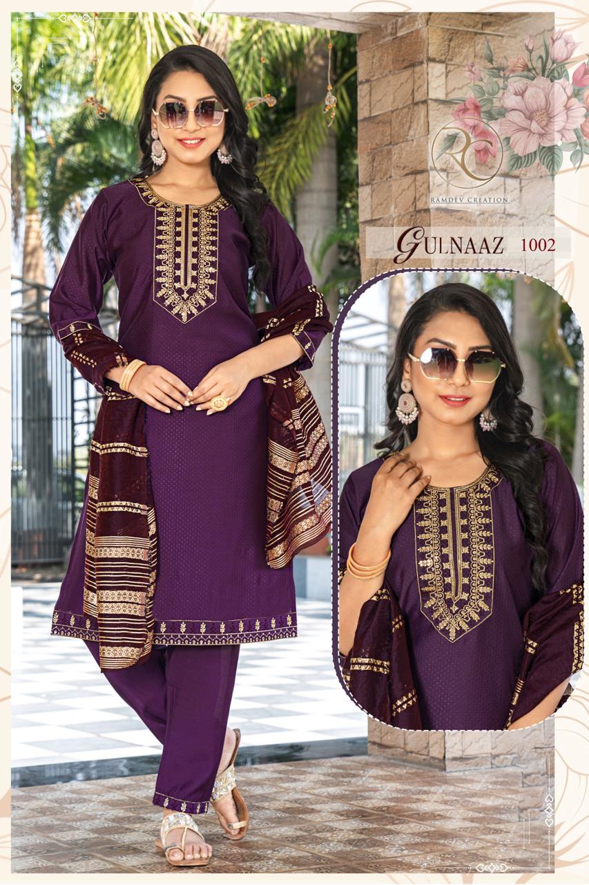 Gulnaaz Ramdev Creation Roman Readymade Pant Style Suits Exporter
