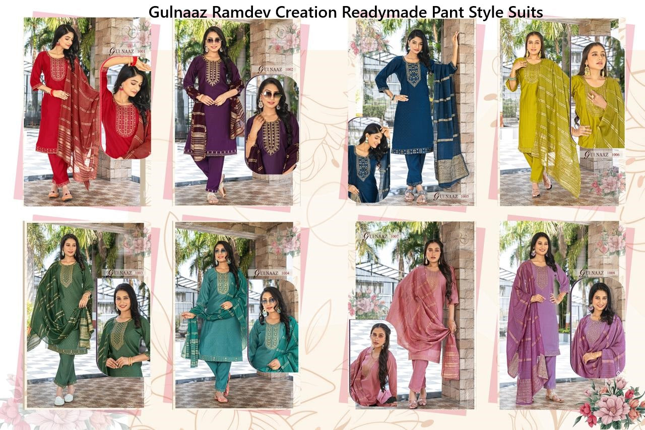 Gulnaaz Ramdev Creation Roman Readymade Pant Style Suits Exporter
