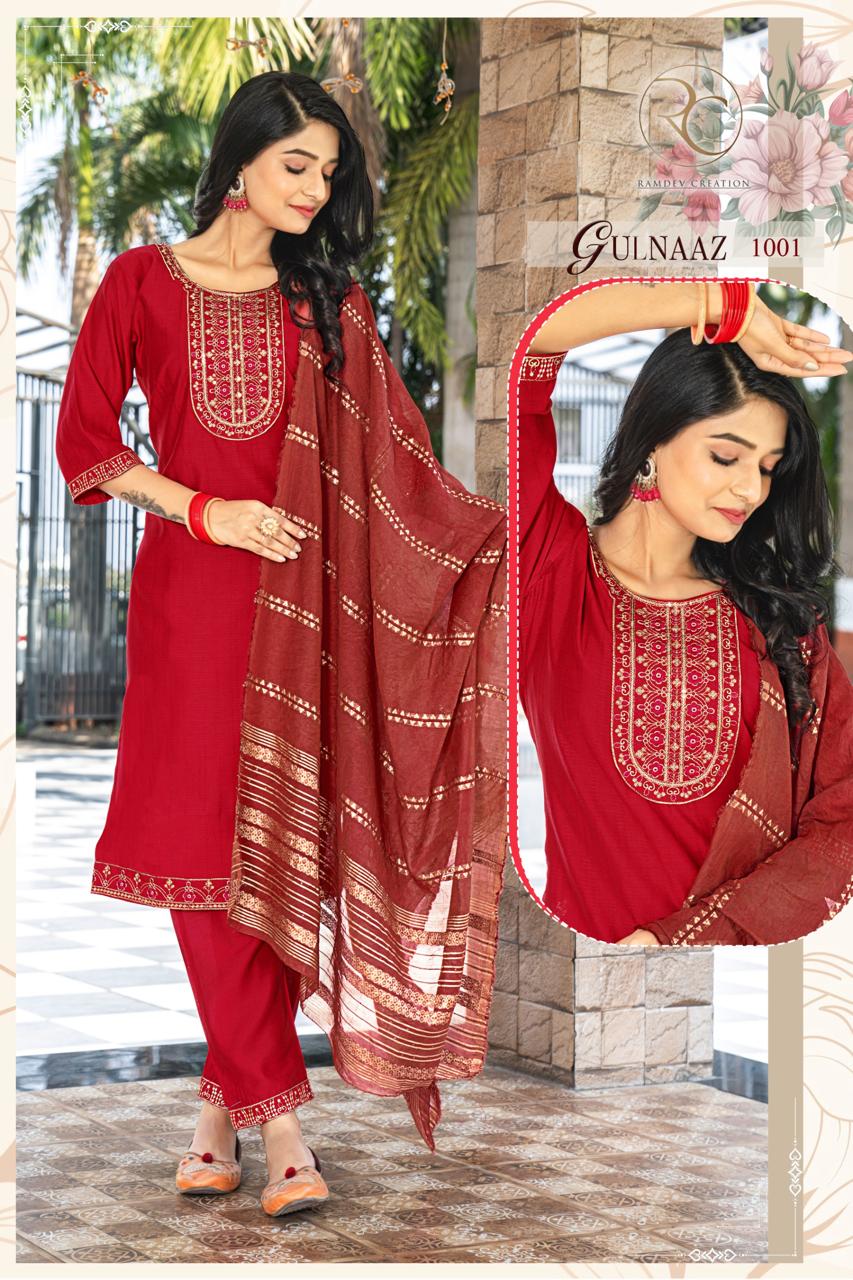 Gulnaaz Ramdev Creation Roman Readymade Pant Style Suits Exporter