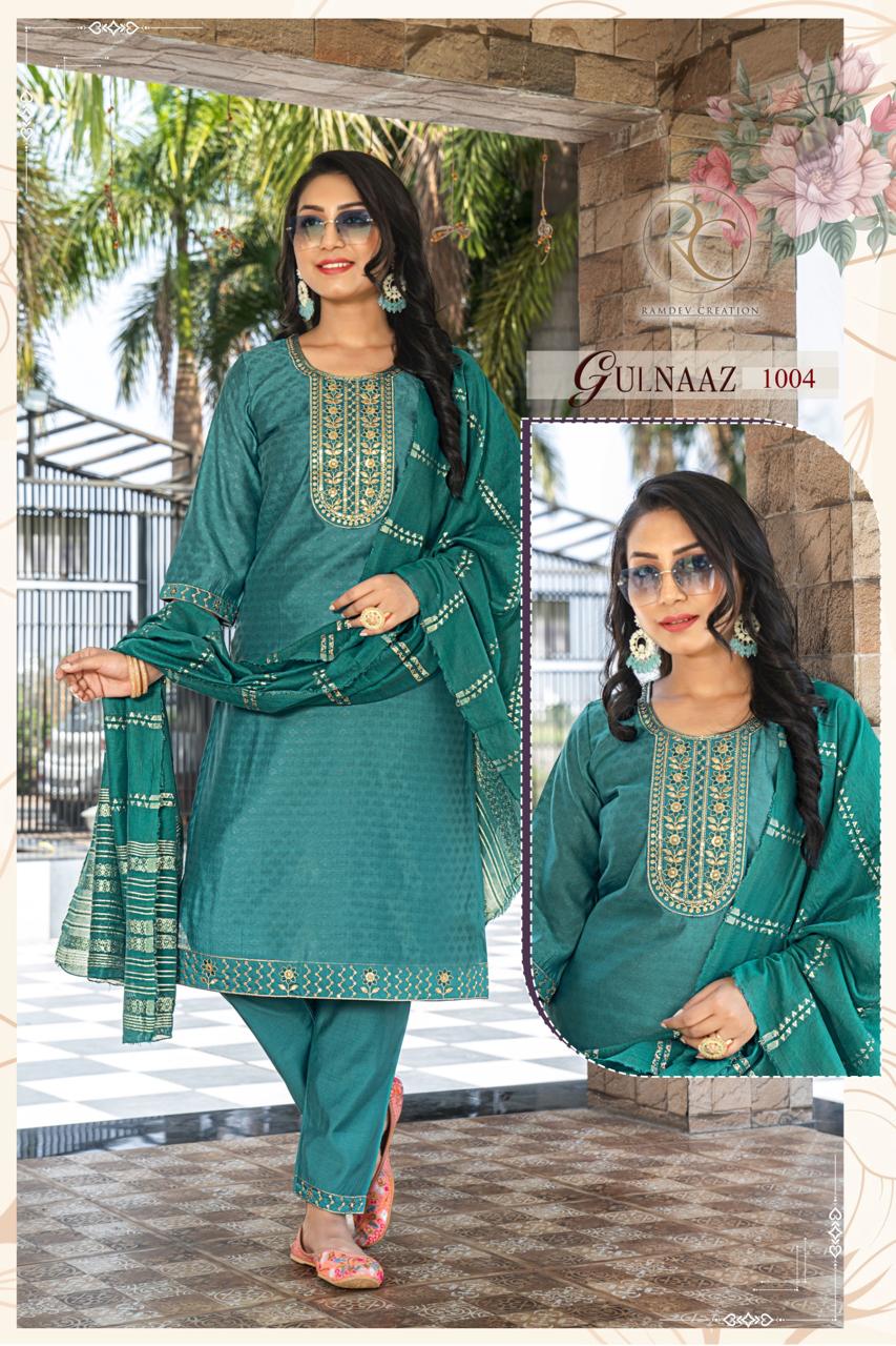 Gulnaaz Ramdev Creation Roman Readymade Pant Style Suits Exporter