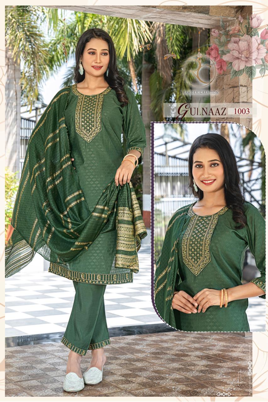 Gulnaaz Ramdev Creation Roman Readymade Pant Style Suits Exporter
