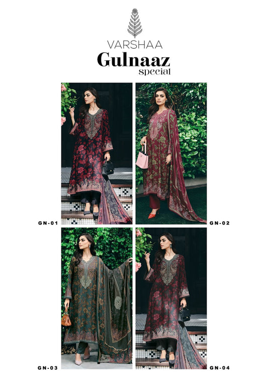 Gulnaaz Special Varshaa Viscose Muslin Pant Style Suits Wholesaler