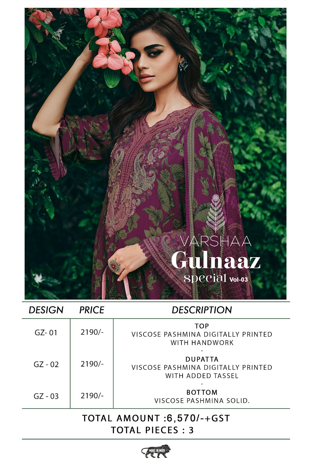 Gulnaaz Special Vol 3 Varshaa Pashmina Suits Manufacturer Ahmedabad