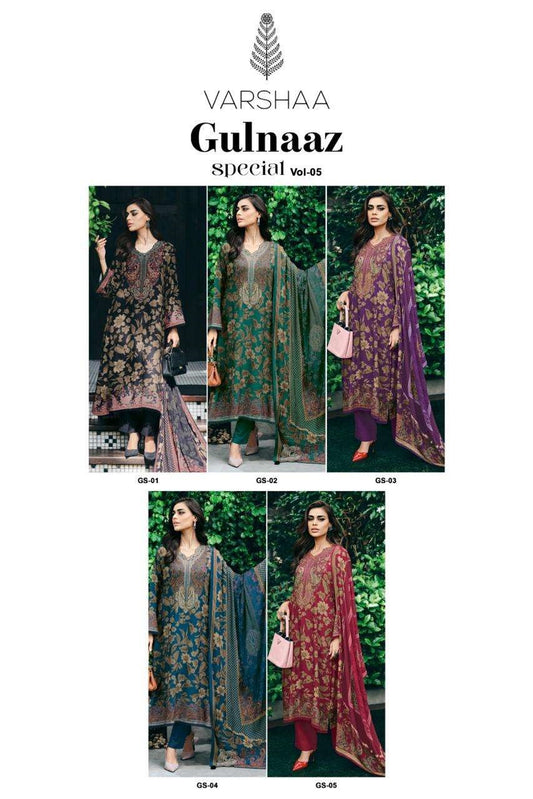 Gulnaaz Special Vol 5 Varshaa Viscose Muslin Pakistani Salwar Suits Manufacturer Ahmedabad