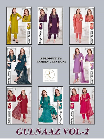 Gulnaaz Vol 2 Ramdev Creation Roman Readymade Pant Style Suits Wholesaler Gujarat