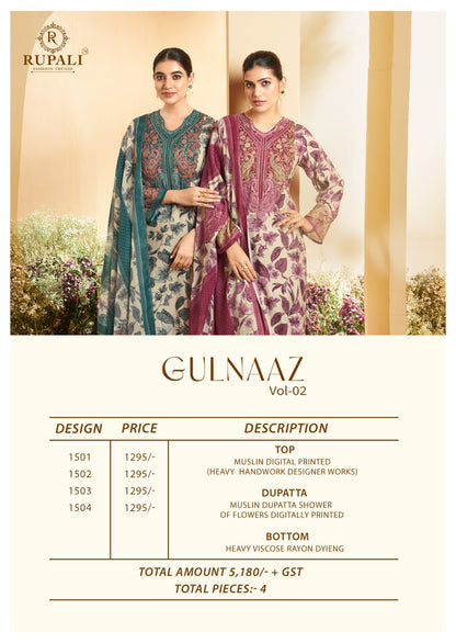 Gulnaaz Vol 2 Rupali Muslin Pant Style Suits Manufacturer India