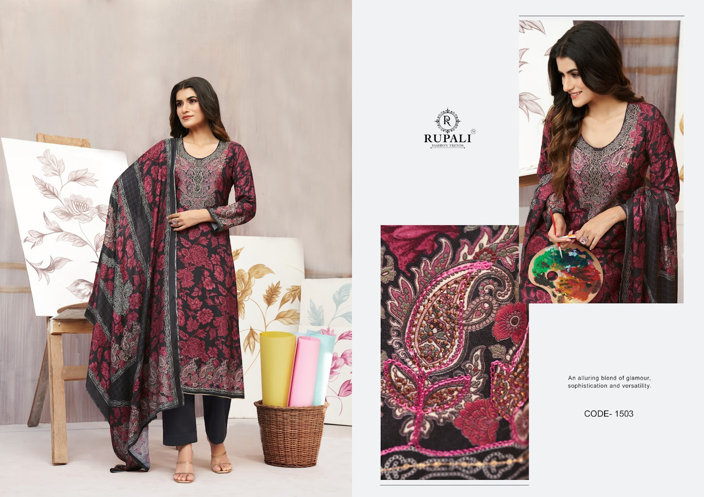Gulnaaz Vol 3 Rupali Muslin Pant Style Suits Supplier Ahmedabad