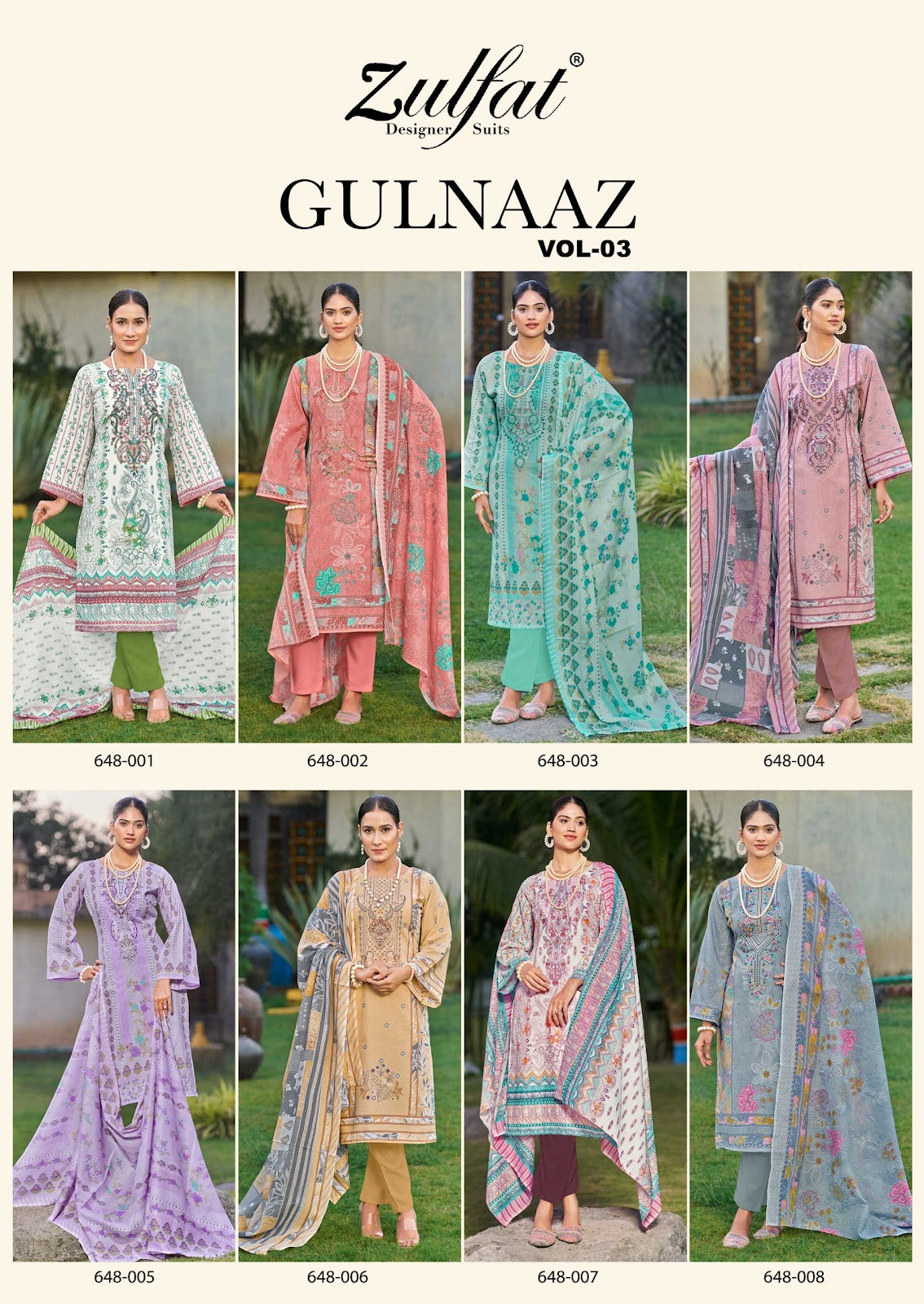 Gulnaaz Vol 3 Zulfat Designer Pure Cotton Pant Style Suits Manufacturer India