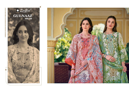 Gulnaaz Vol 4 Zulfat Designer Cotton Karachi Salwar Suits Supplier Gujarat