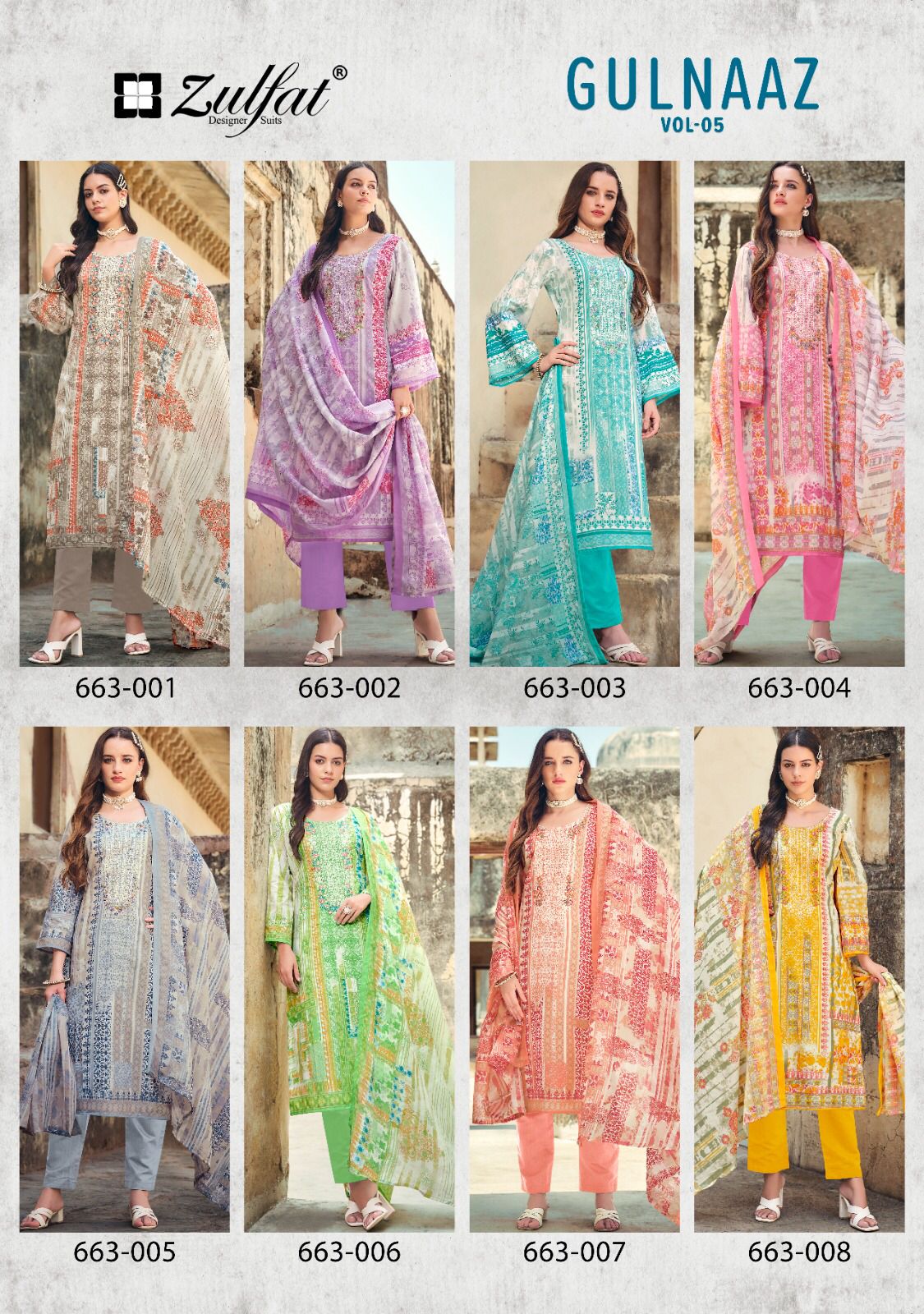 Gulnaaz Vol 5 Zulfat Designer Cotton Karachi Readymade Suits Supplier Gujarat