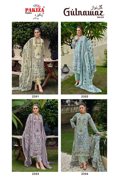 Gulnawaz Vol 23 Pakiza Prints Lawn Cotton Karachi Salwar Suits Exporter Gujarat