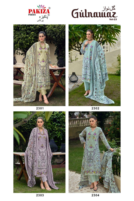 Gulnawaz Vol 23 Pakiza Prints Lawn Cotton Karachi Salwar Suits Exporter Gujarat
