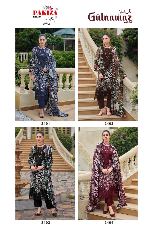 Gulnawaz Vol 24 Pakiza Prints Lawn Cotton Karachi Salwar Suits Supplier Gujarat