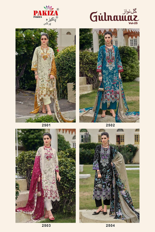 Gulnawaz Vol 25 Pakiza Prints Lawn Cotton Karachi Salwar Suits Manufacturer Gujarat
