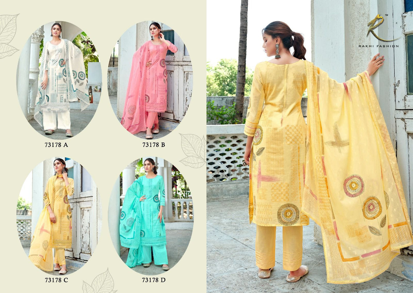 Gulnoor Rakhi Fashion Pure Cotton Pant Style Suits